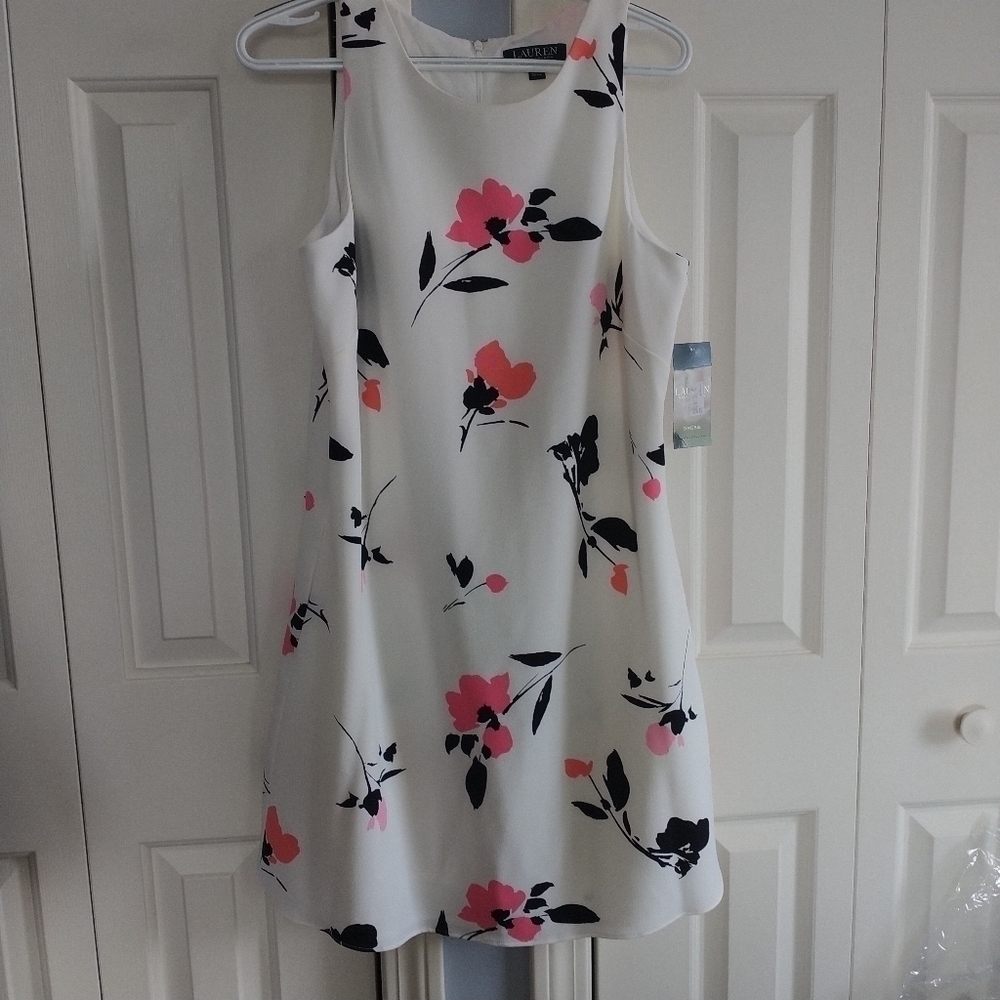 LAUREN Ralph Lauren Shift Dress Scoop Neck Sz 12 - Picture 2 of 12